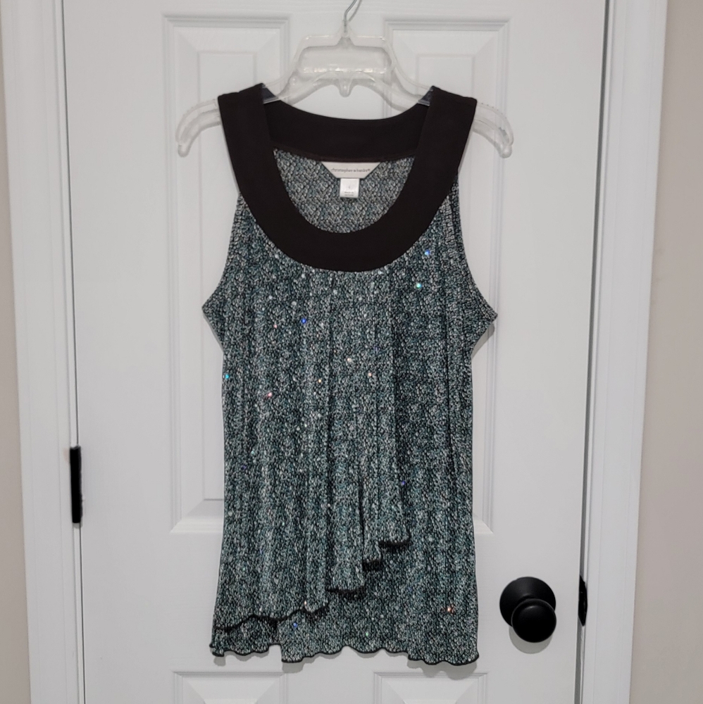 Christopher & Banks Green and Brown Tank Top (Sz S)